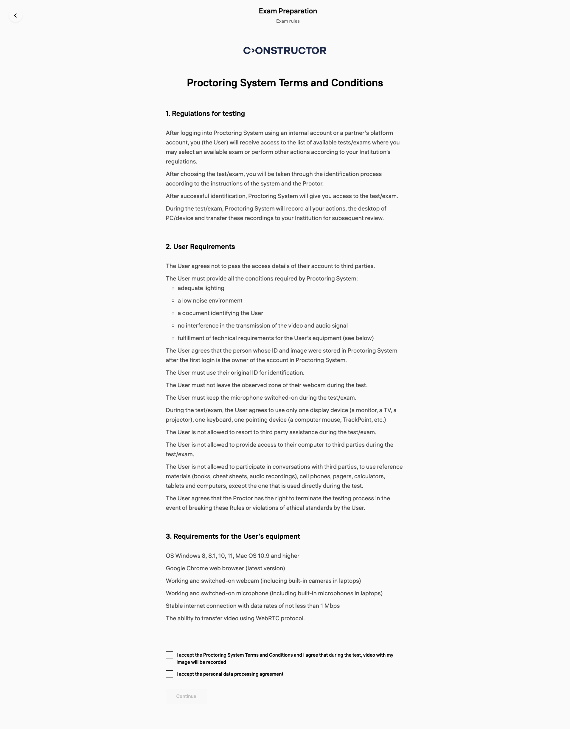 Todos and acknowledge page screenshot